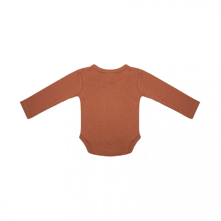 Little Indians Baby Overslagromper Lange mouw Amber Brown – Image 2