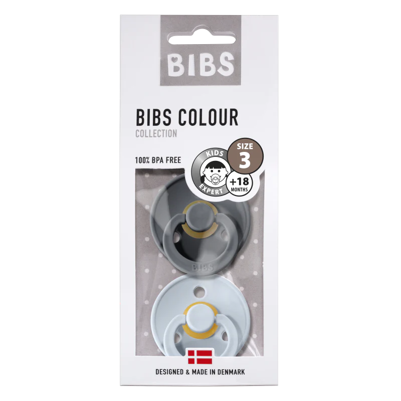 BIBS - Fopspeen Blister 2 stuks T1 0-6M | Iron/Baby Blue – Image 2